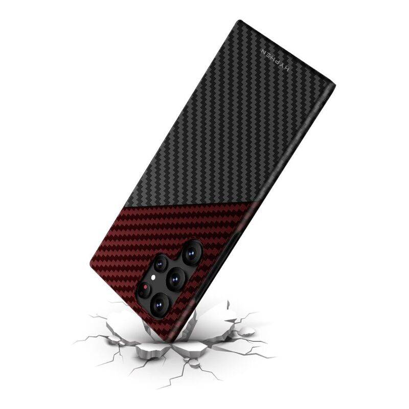HYPHEN Dual Color Carbon Fiber Case - Samsung S23 Ultra - Black and Red (HPC-CS23UBRD7330) - Gtel hyphen dual color carbon fiber case samsung s23 ultra black and red hpc cs23ubrd7330 3