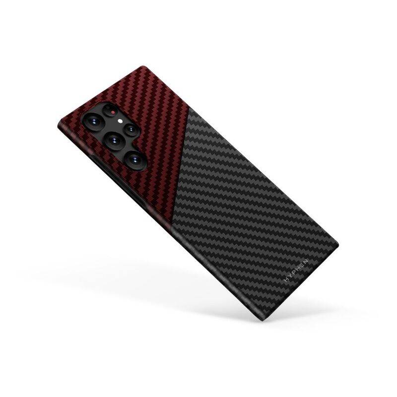 HYPHEN Dual Color Carbon Fiber Case - Samsung S23 Ultra - Black and Red (HPC-CS23UBRD7330) - Gtel hyphen dual color carbon fiber case samsung s23 ultra black and red hpc cs23ubrd7330 5