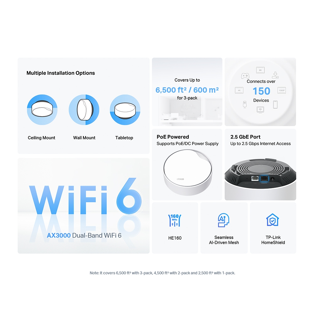 tp link systeme wifi 6 mesh ax3000 avec poe deco x50 poe 9