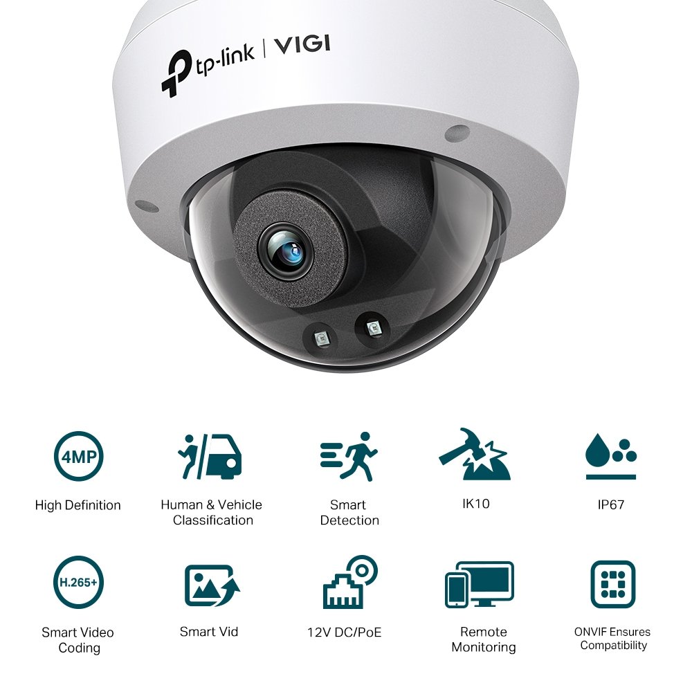 Caméra réseau dôme IR 4MP VIGI (VIGI C240I) - Gtel camera reseau dome ir 4mp vigi vigi c240i 8