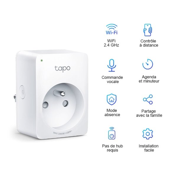 Tp-link Mini Prise Connectée WiFi (Tapo P100) - Gtel tp link mini prise connectee wifi tapo p100 7