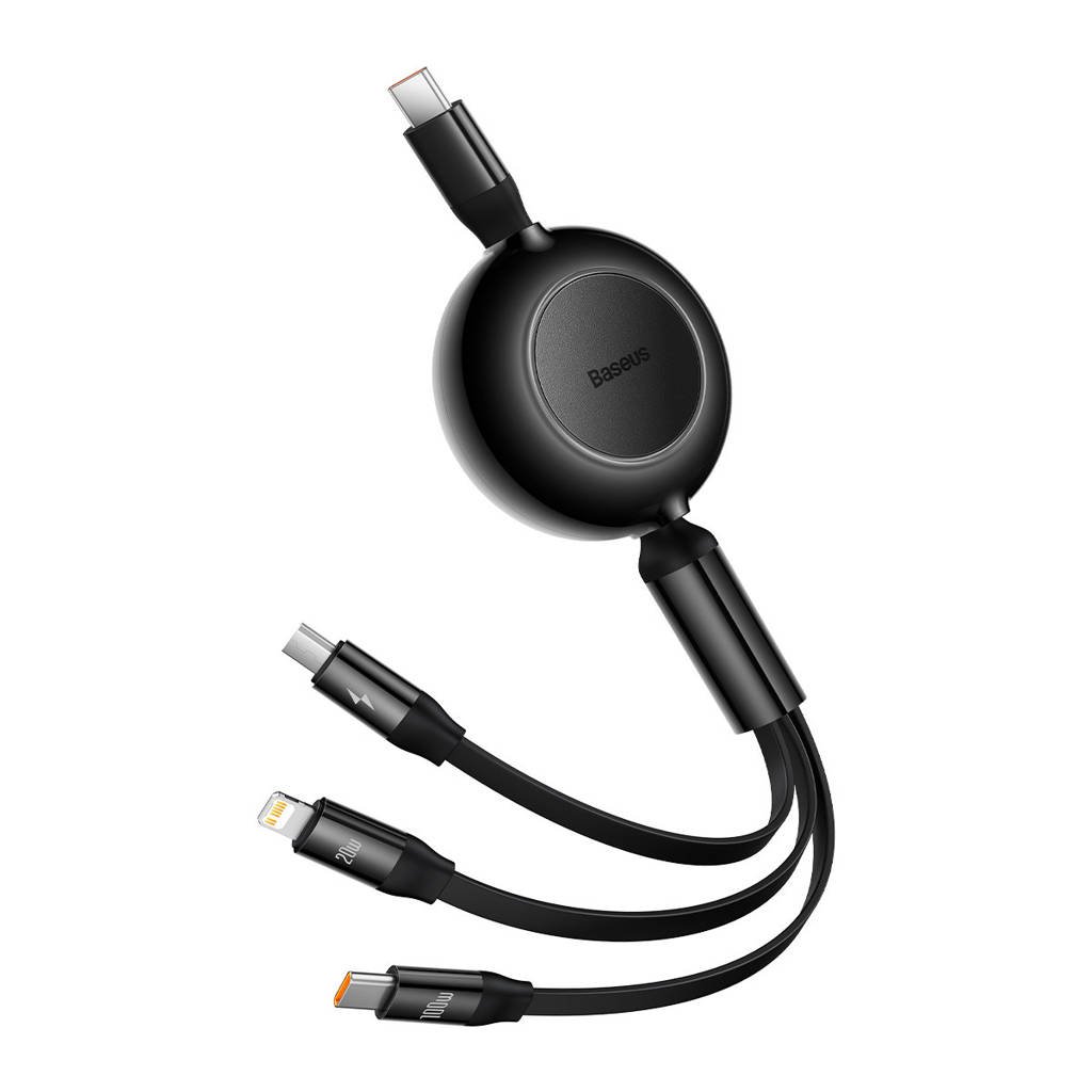 Baseus Cable 3-in-1 TYPE-C to M+L+C 100W/1.1M Black (CAMJ010201) - Gtel baseus cable 3 in 1 type c to mlc 100w 1 1m black camj010201 6