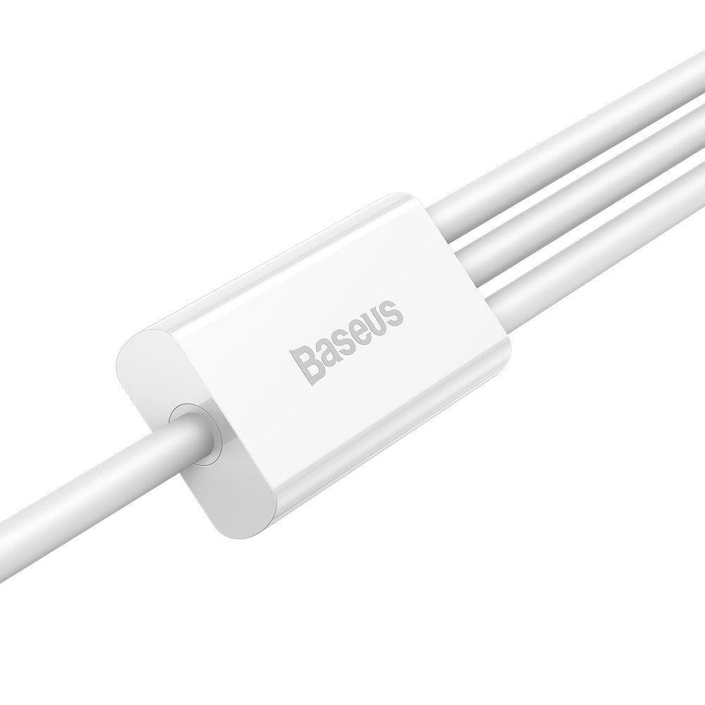 Baseus Cable 3in1 USB to USB-C, Lightning /micro USB /1.5m 3.5A -White (CAMLTYS-02) - Gtel baseus cable 3in1 usb to usb c lightning micro usb 1 5m 3 5a white camltys 02 9