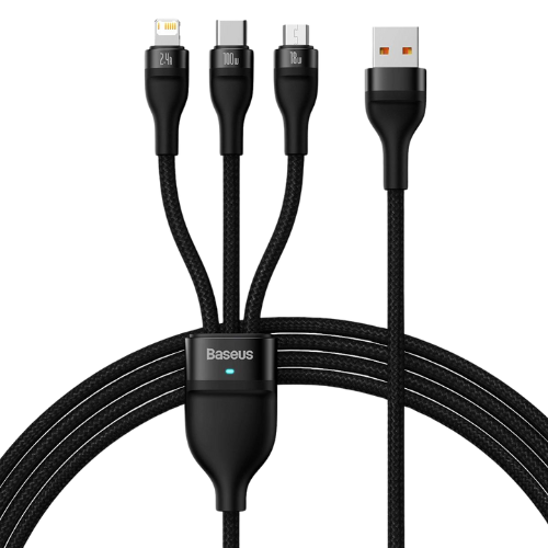 baseus cable one for three usb to mlc 100w 1 2m black cass030001 1