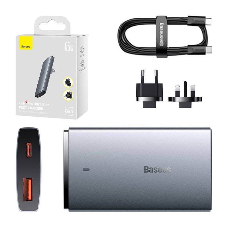 Baseus Chargeur Pro C+U 65W Gris , 1 x USB-C (CCGP150113) - Gtel baseus chargeur pro cu 65w gris 1 x usb c ccgp150113 5