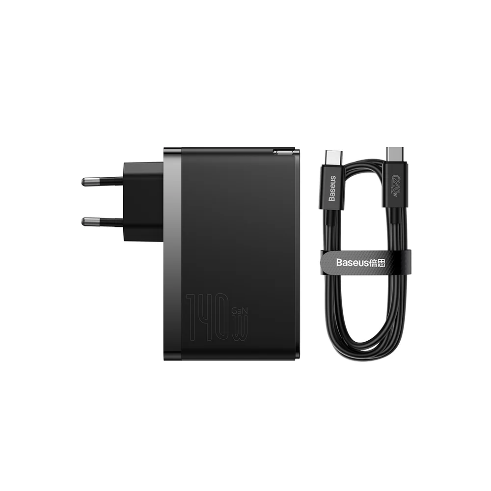 Baseus GaN5 Pro140W Fast Charger 2x Type-C 1XUSB EU 240W Cable Black (CCGP100201) - Gtel baseus gan5 pro140w fast charger 2x type c 1xusb eu 240w cable black ccgp100201 4