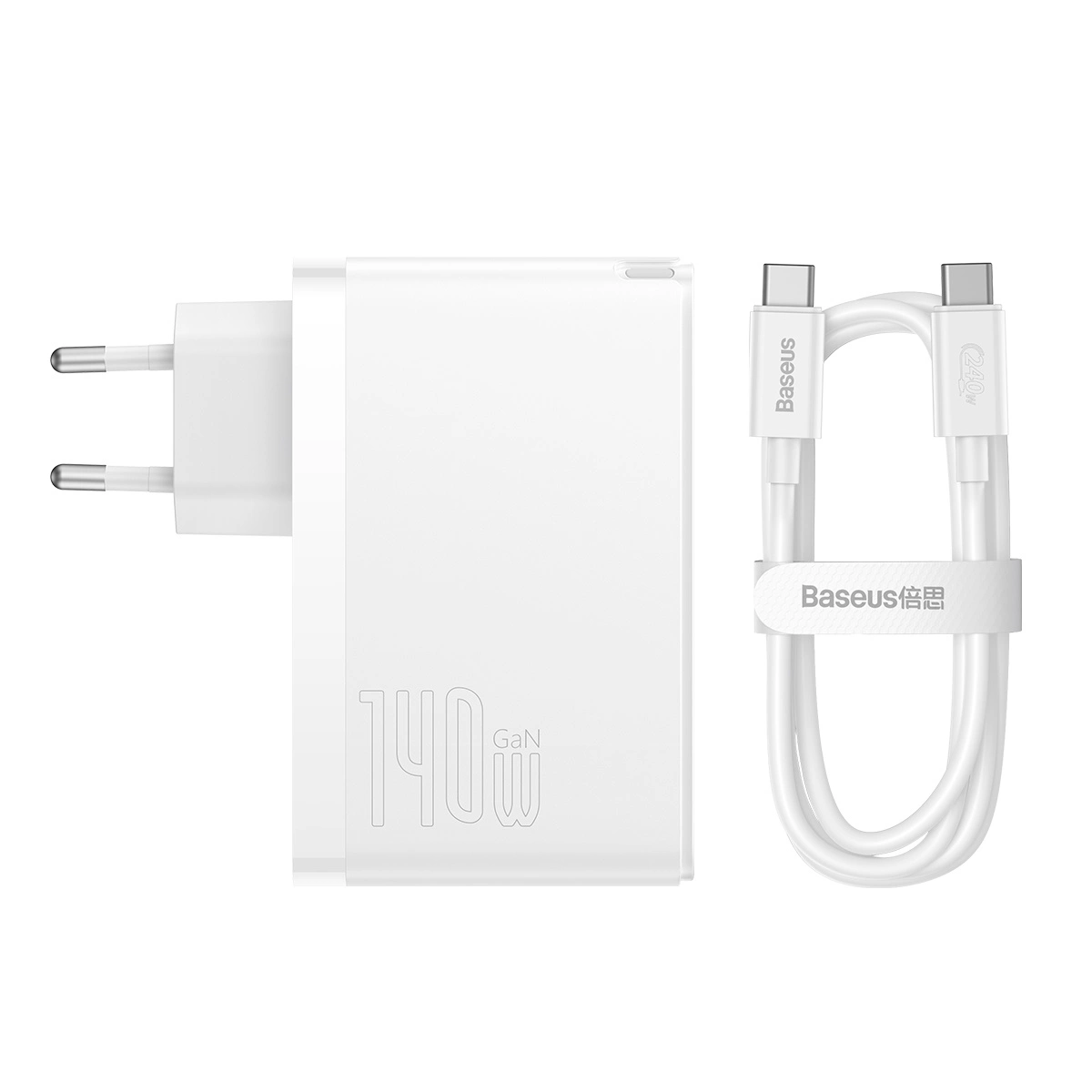 Baseus GaN5 Pro140W Fast Charger 2x Type-C 1XUSB EU 240W Cable White (CCGP100202) - Gtel baseus gan5 pro140w fast charger 2x type c 1xusb eu 240w cable white ccgp100202 4