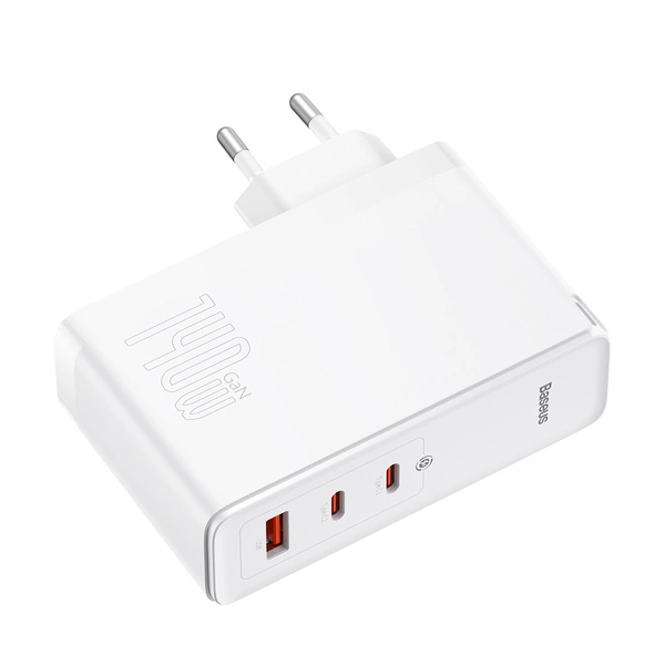 Baseus GaN5 Pro140W Fast Charger 2x Type-C 1XUSB EU 240W Cable White (CCGP100202) - Gtel baseus gan5 pro140w fast charger 2x type c 1xusb eu 240w cable white ccgp100202 8