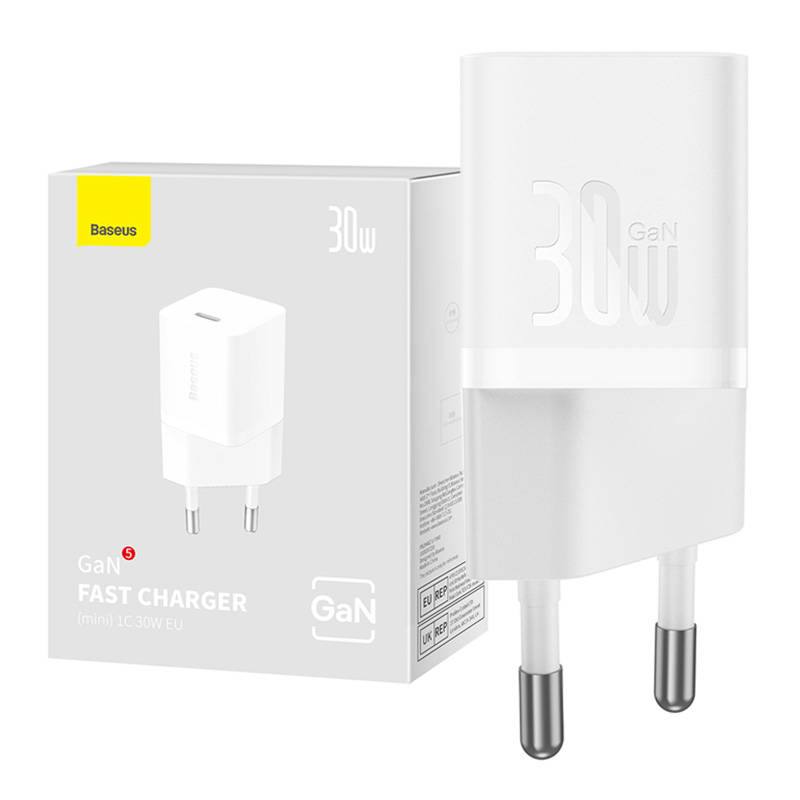 Baseus Mini Chargeur 1C 30W UE Blanc (CCGN070502) - Gtel baseus mini chargeur 1c 30w ue blanc ccgn070502 2
