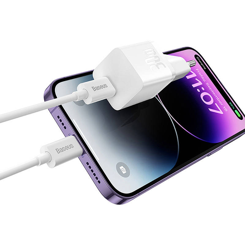 Baseus Mini Chargeur 1C 30W UE Blanc (CCGN070502) - Gtel baseus mini chargeur 1c 30w ue blanc ccgn070502 4