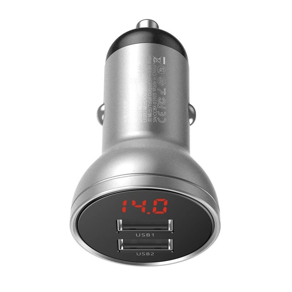 Chargeur de voiture Baseus 2x USB, 4.8A 24W Argent (CCBX-0S) - Gtel chargeur de voiture baseus 2x usb 4 8a 24w argent ccbx 0s 9