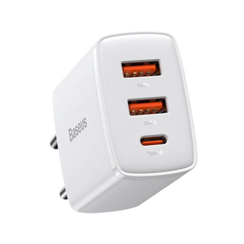chargeur rapide compact baseus 2uc 30w eu blanc ccxj e02 1