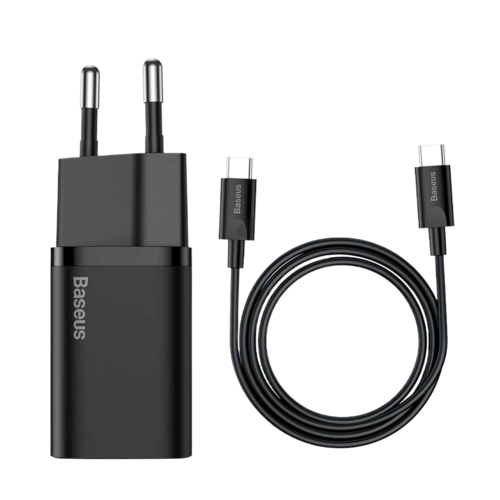 ensemble de charge ac baseus super si 1c qc cable type c vers type c 3a 1m 25w noir tzccsup l01 1