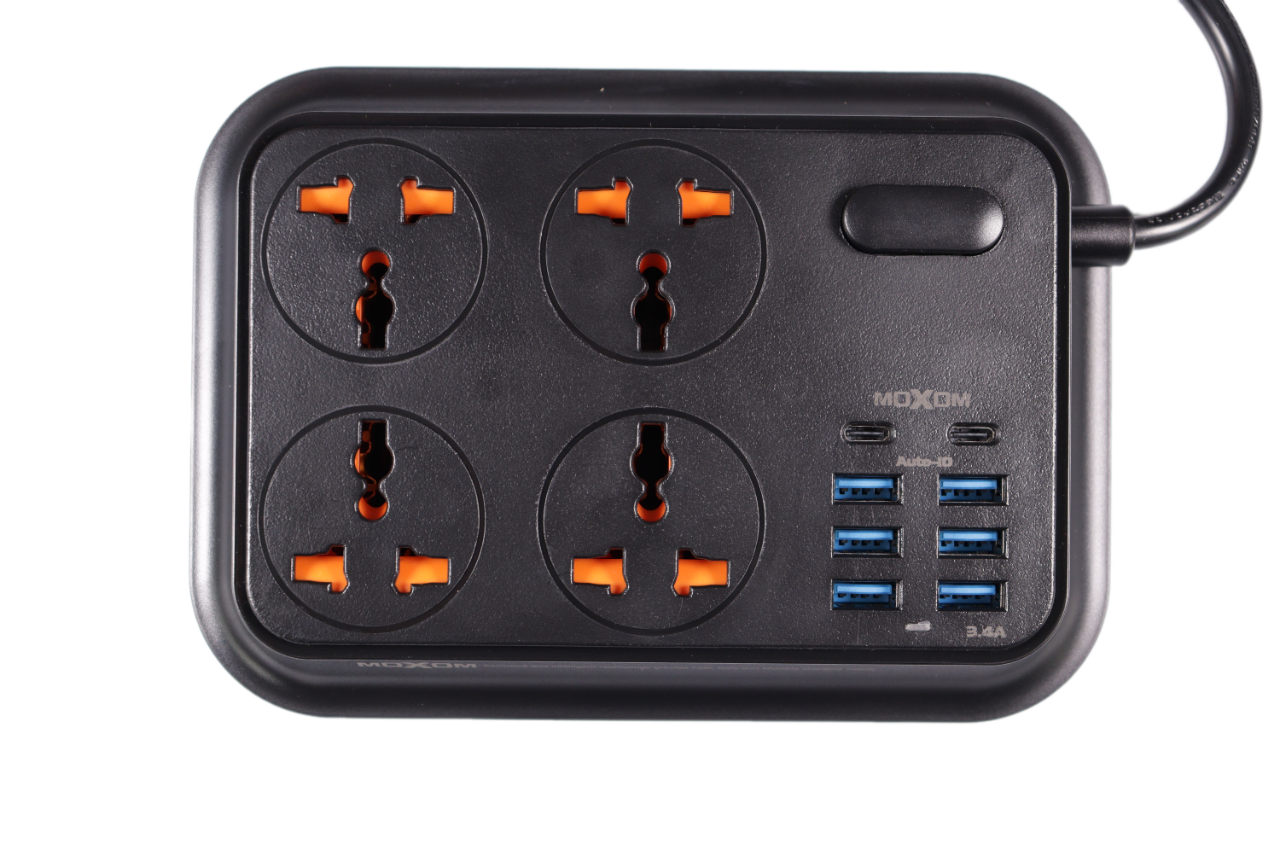 Multiprise MOXOM MX-ST07 - 4 Prises Universelles et 6 Ports USB 12 Appareils - Gtel multiprise intelligente de voyage 2 metres mx st07 2