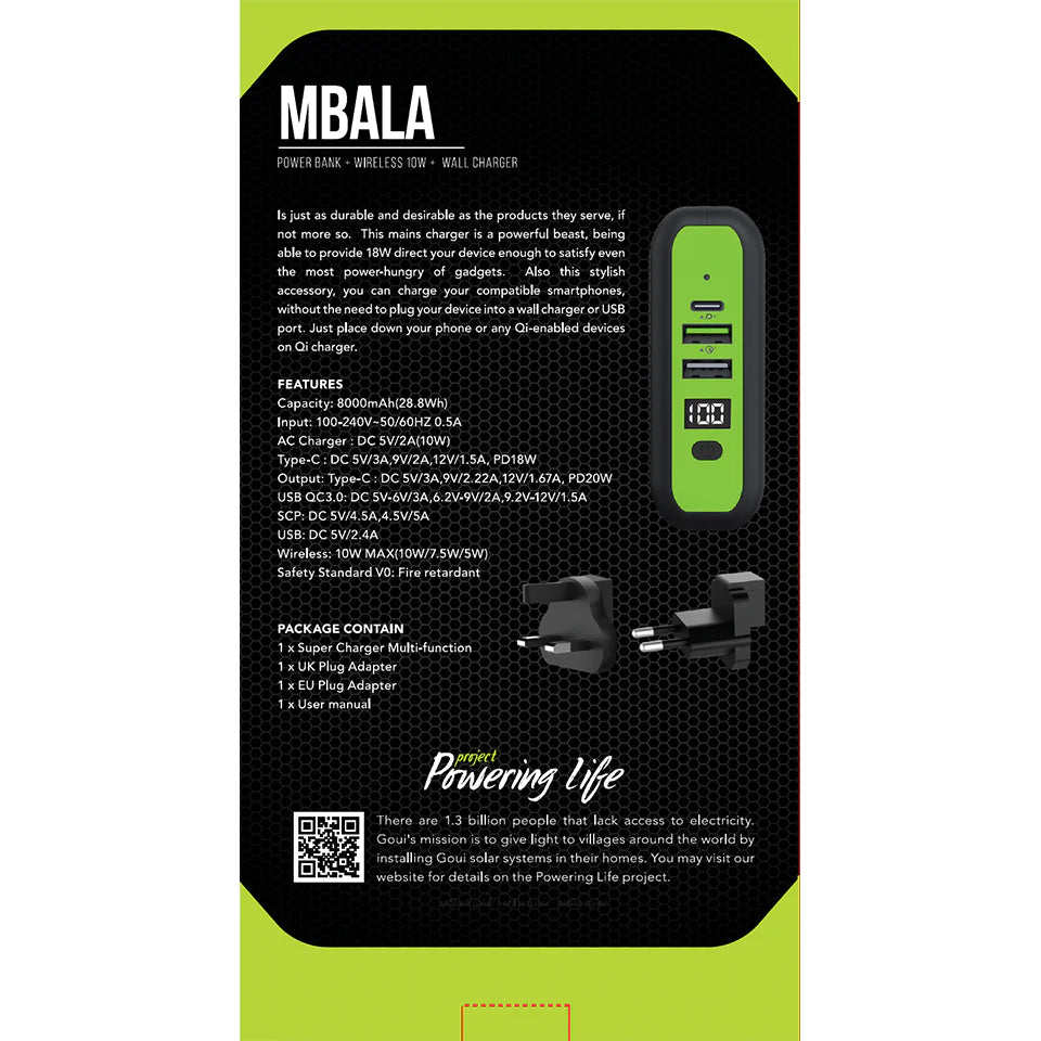 Goui MBALA Qi Chargeur + Chargeur Sans-Fil + Power Bank 8,000 mAh Black(G-KITWIRELESS) - Gtel goui mbala qi chargeur chargeur sans fil power bank 8000 mah blackg k twireless prix maroc 8