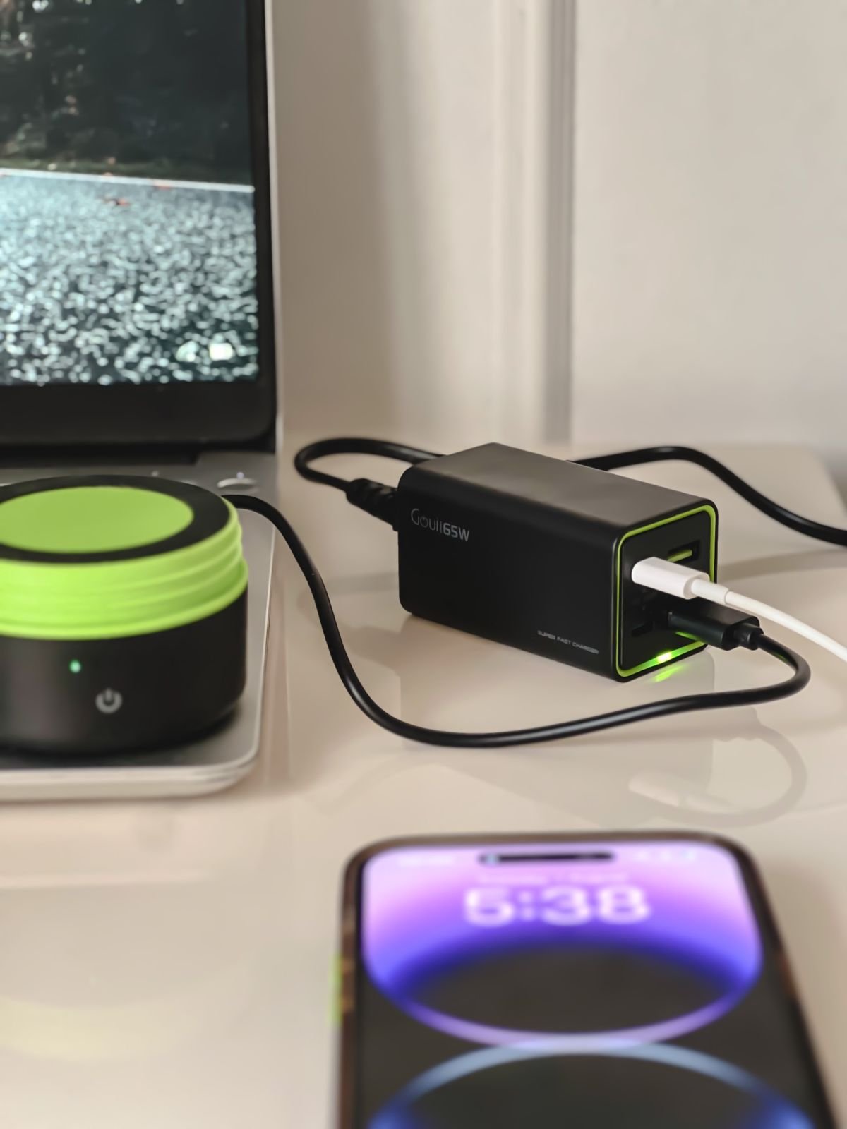 Goui Tank Chargeur de Bureau Super Rapide 4 Ports 65W(G-GAN65W-3AEU) - Gtel goui tank chargeur de bureau super rapide 4 ports 65wg gan65w 3aeu prix maroc 1