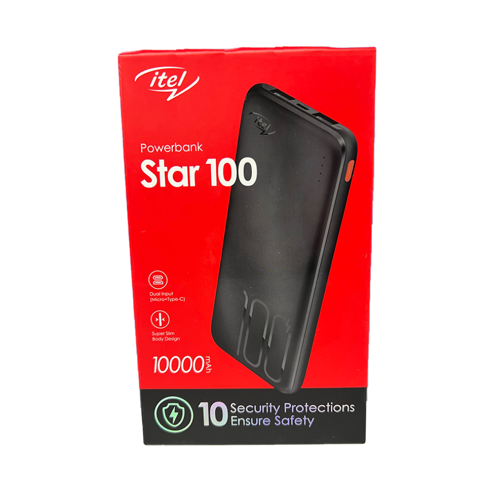 Itel Power bank 10000 mAh cable V8 intégré 12M(STAR100) - Gtel itel power bank 10000 mah cable v8 integre 12mstar100 prix maroc 2