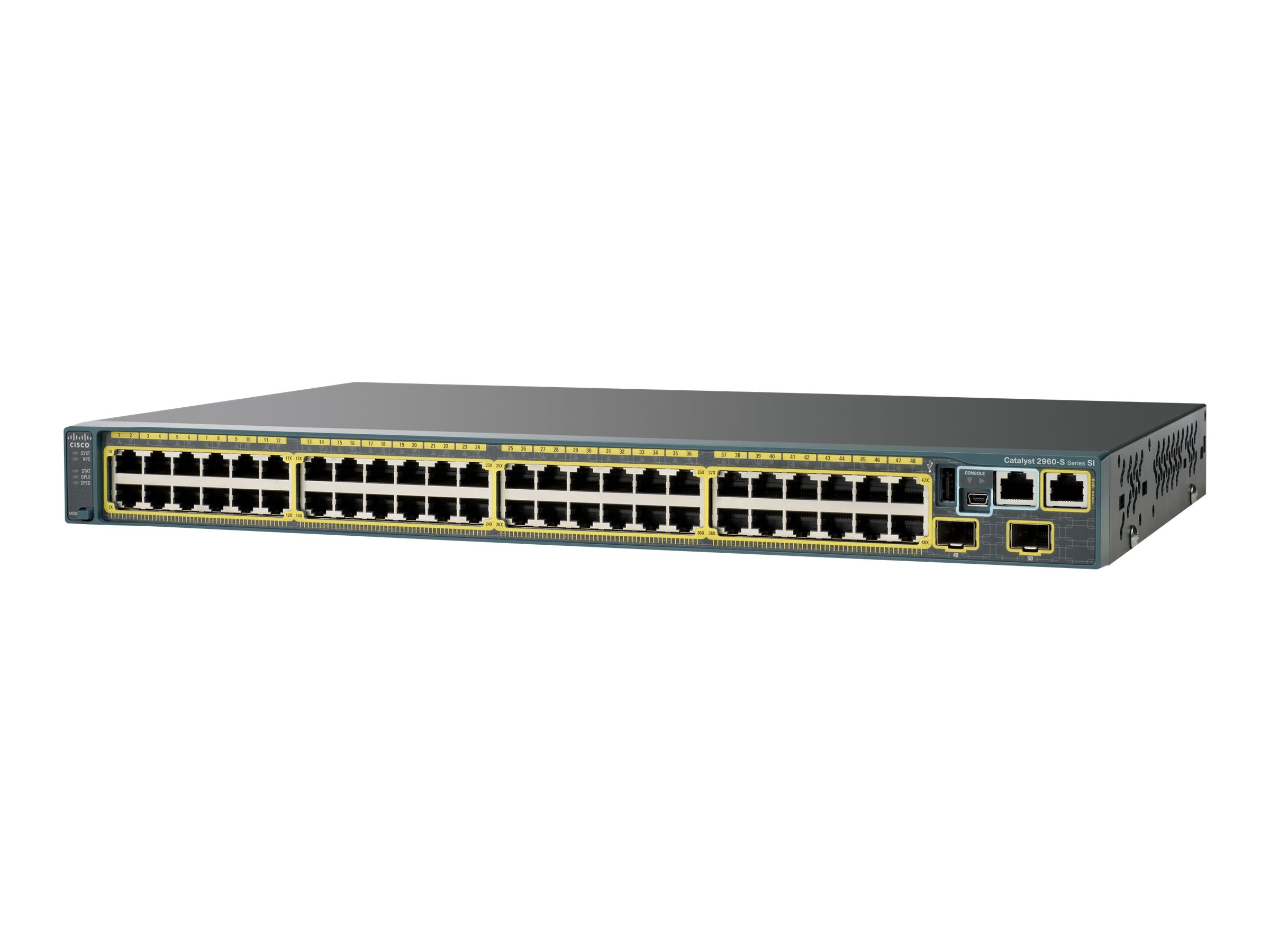 Cisco Switch Catalyst WS-C2960S-48TS-L, 48 x 10/100/1000 Ports - 4 x SFP - LAN - Gtel cisco switch catalyst ws c2960s 48ts l 48 x 10 100 1000 ports 4 x sfp lan (2)