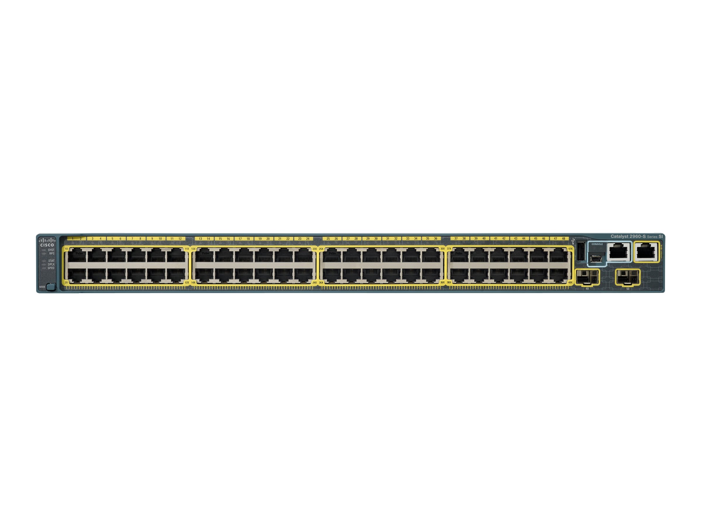 Cisco Switch Catalyst WS-C2960S-48TS-L, 48 x 10/100/1000 Ports - 4 x SFP - LAN - Gtel cisco switch catalyst ws c2960s 48ts l 48 x 10 100 1000 ports 4 x sfp lan (3)