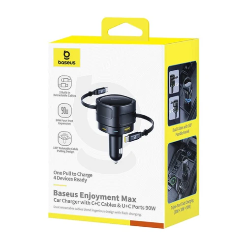 Baseus Enjoyment Max Car Charger C+C Cable & U+C Port 90W (C00035507121-03) - Gtel baseus enjoyment max car charger cc cable uc port 90w c00035507121 03 (4)