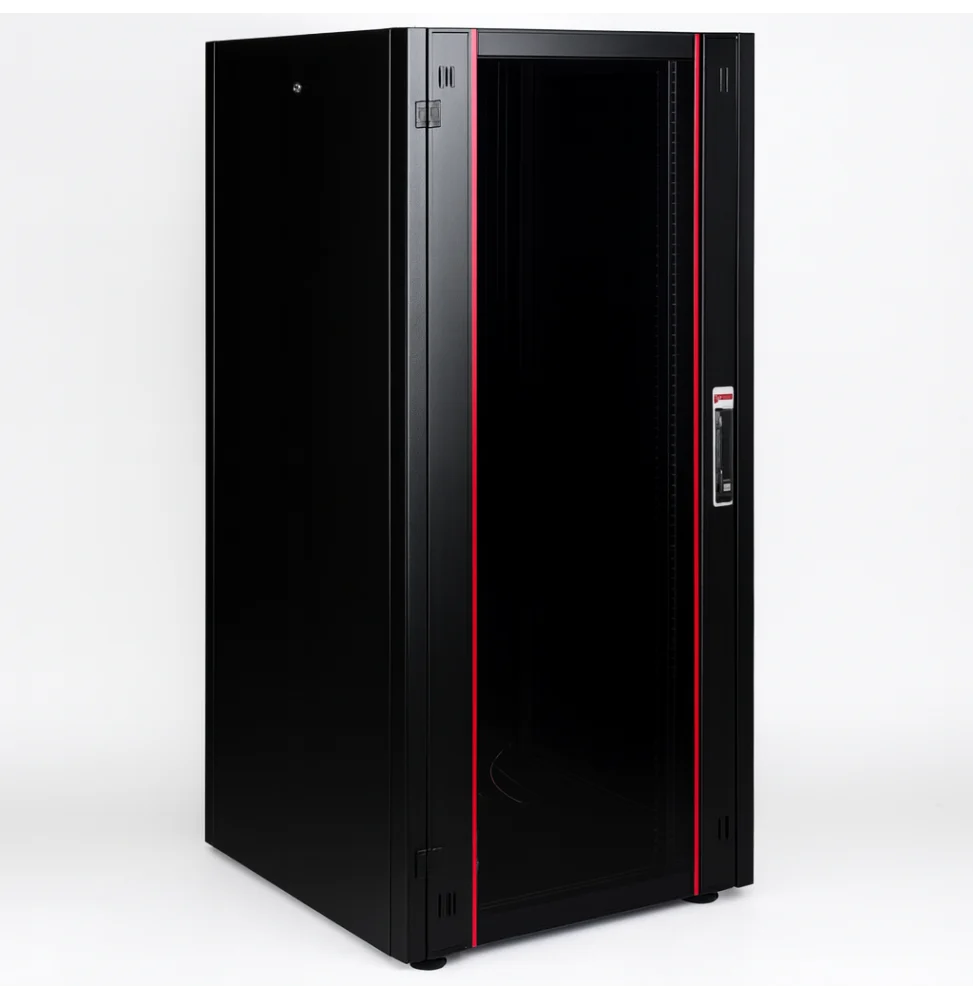 armoire hyperline lande 36u 19p 600x600mm avec porte avant en verre a ouverture ln hl36u6060 bl b