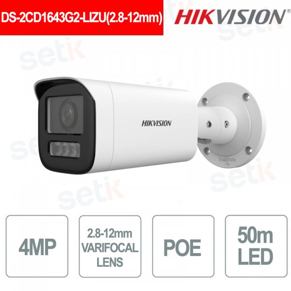 camera ip bullet hybride intelligente 4mp 28 m 12 mm h 265 poe hikvision ds 2cd1643g2 lizu (1)